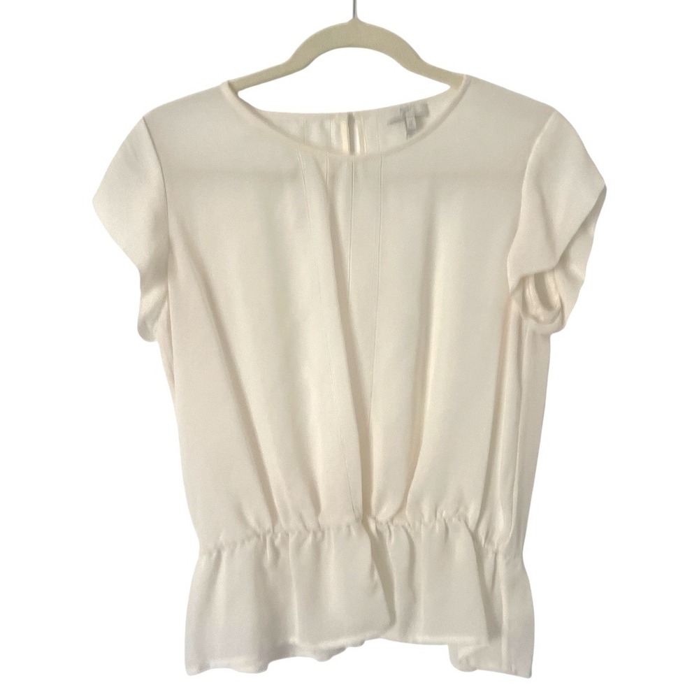 Joie Cream Silk Cap Sleeve Blouse Top M